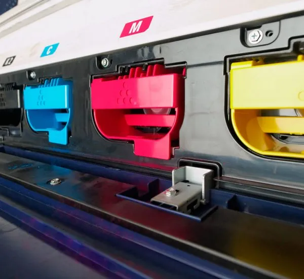 modern digital printing press, concept, closeup of the toner cartriges modern digital printing press, concept, closeup of the toner cartriges